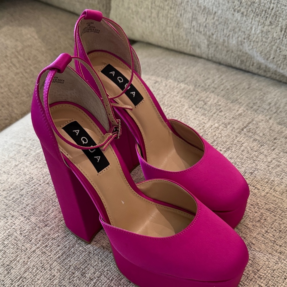 Aqua Fuchsia Platform Heels